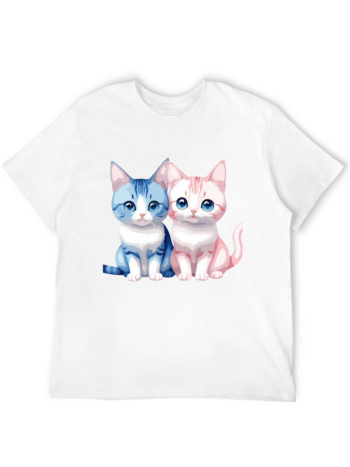 Cute Cartoon Cat Couple Graphic T-Shirt