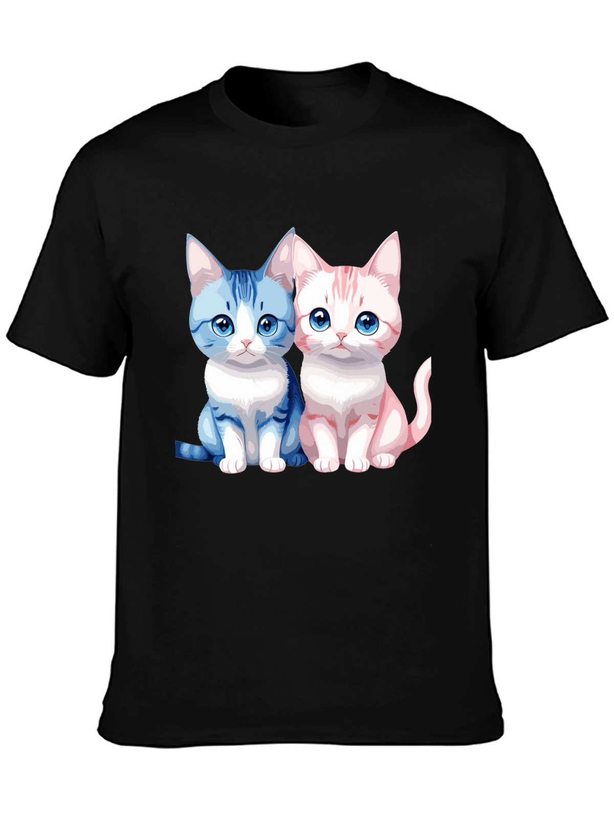 Cute Cartoon Cat Couple Graphic T-Shirt