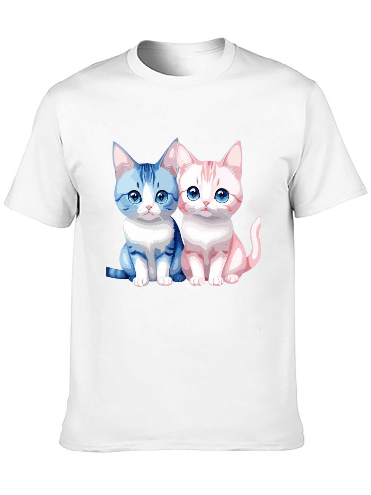 Cute Cartoon Cat Couple Graphic T-Shirt