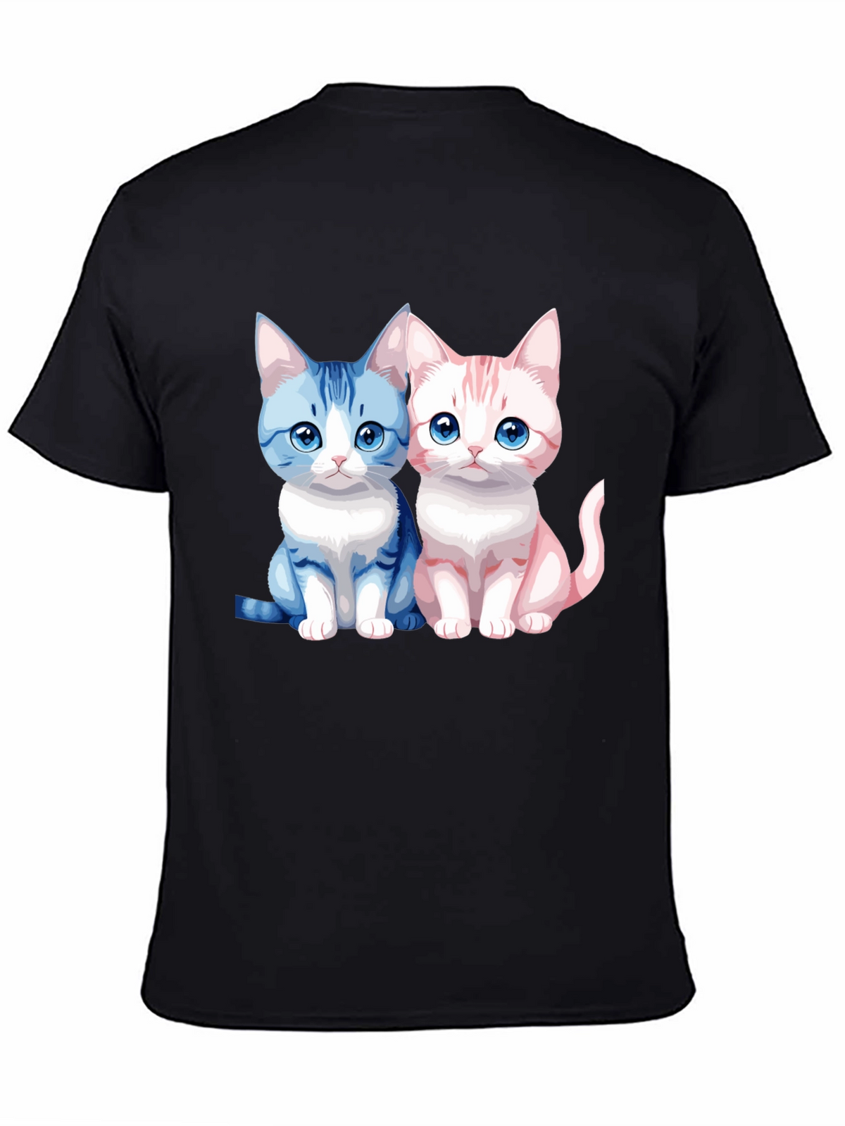 Cute Cartoon Cat Couple Graphic T-Shirt