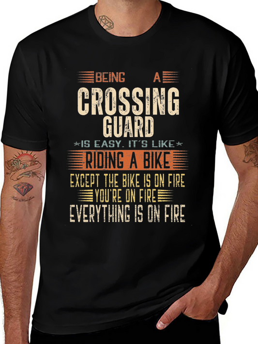 Funny Crossing Guard T-Shirt - On Fire Bike