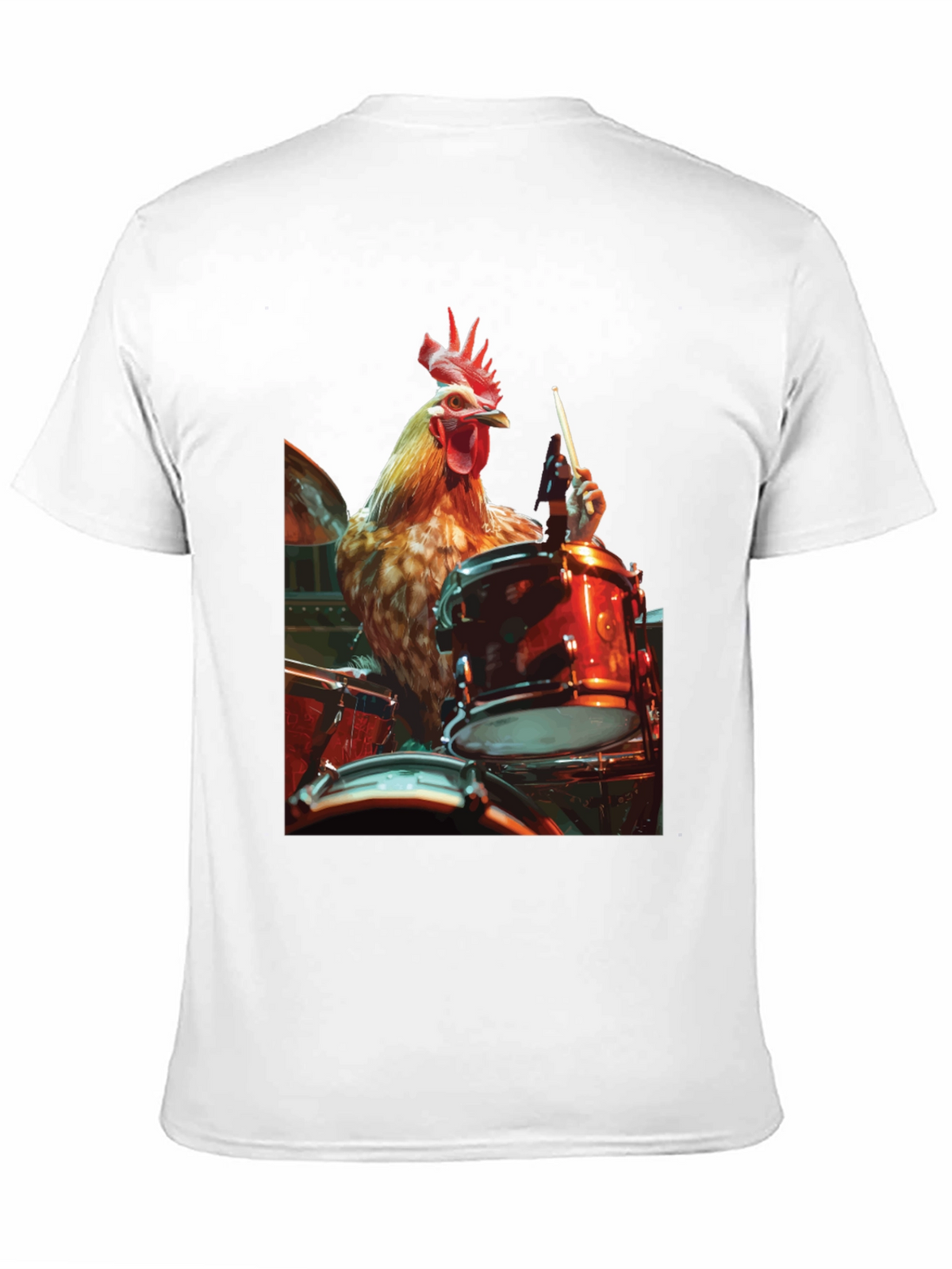 Chicken Drummer T-Shirt - Black Graphic Tee