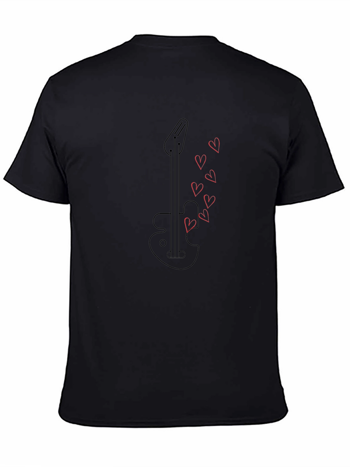 Guitar Heartbeat Graphic Tee - Black