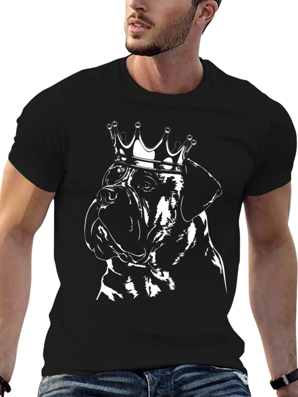 Dog King Graphic Tee - Black Cotton T-Shirt