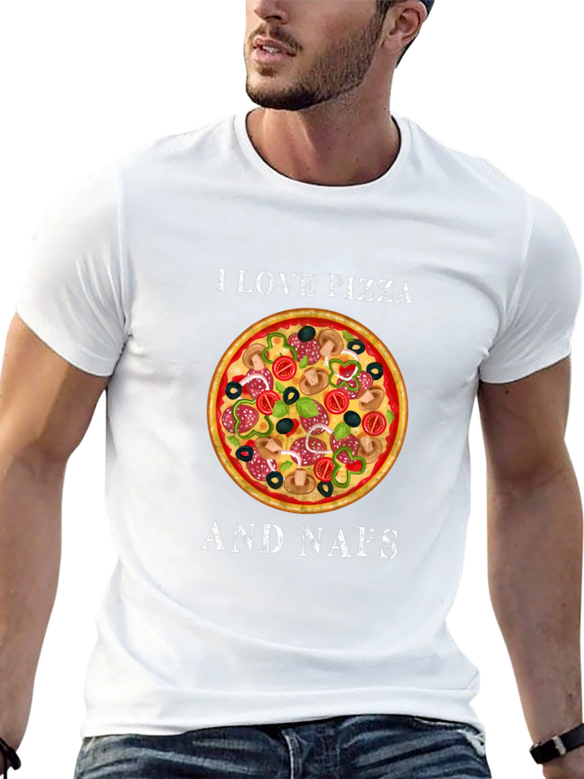 I Love Pizza and Naps Black Graphic T-Shirt