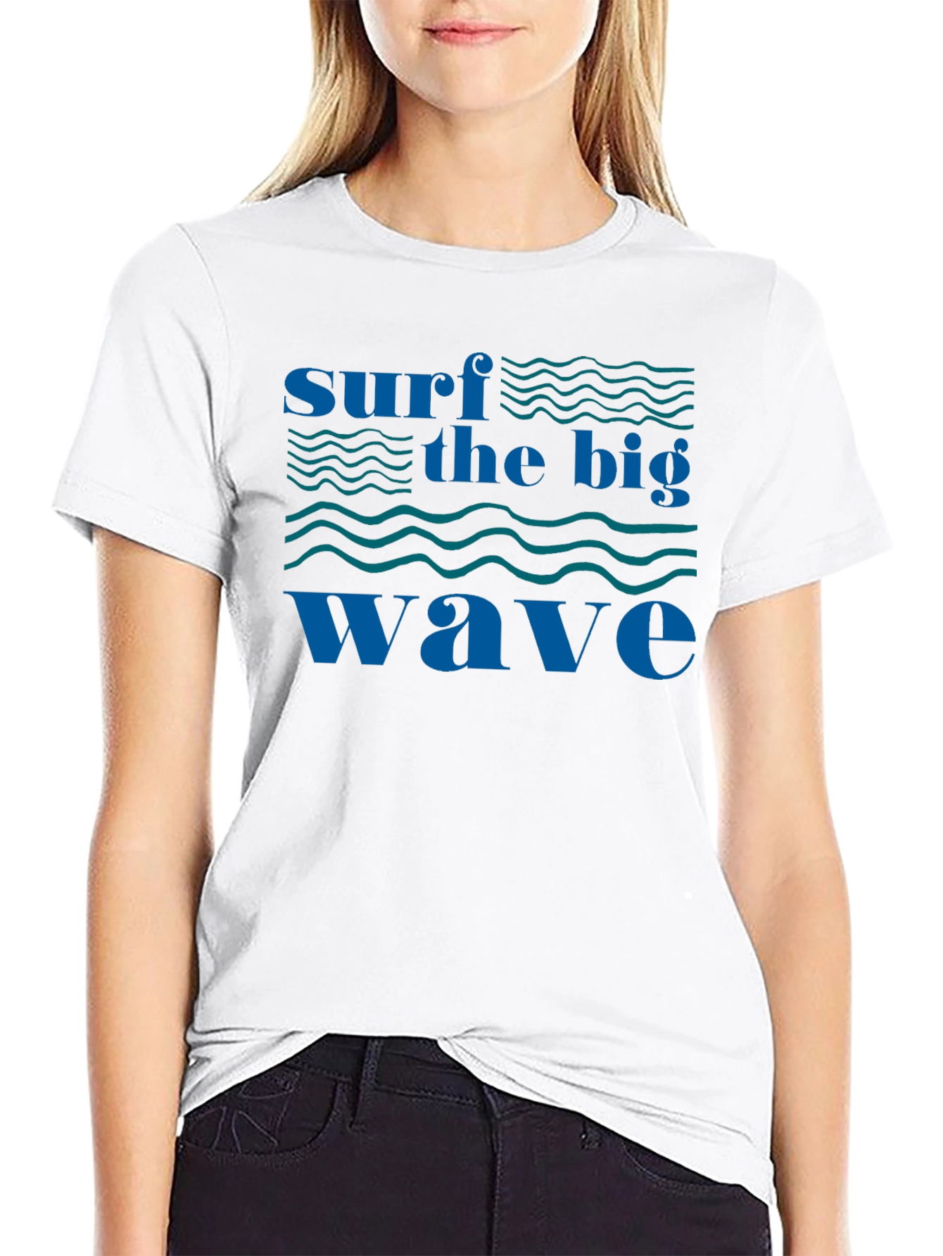 Surf the Big Wave Black T-Shirt - Graphic Tee