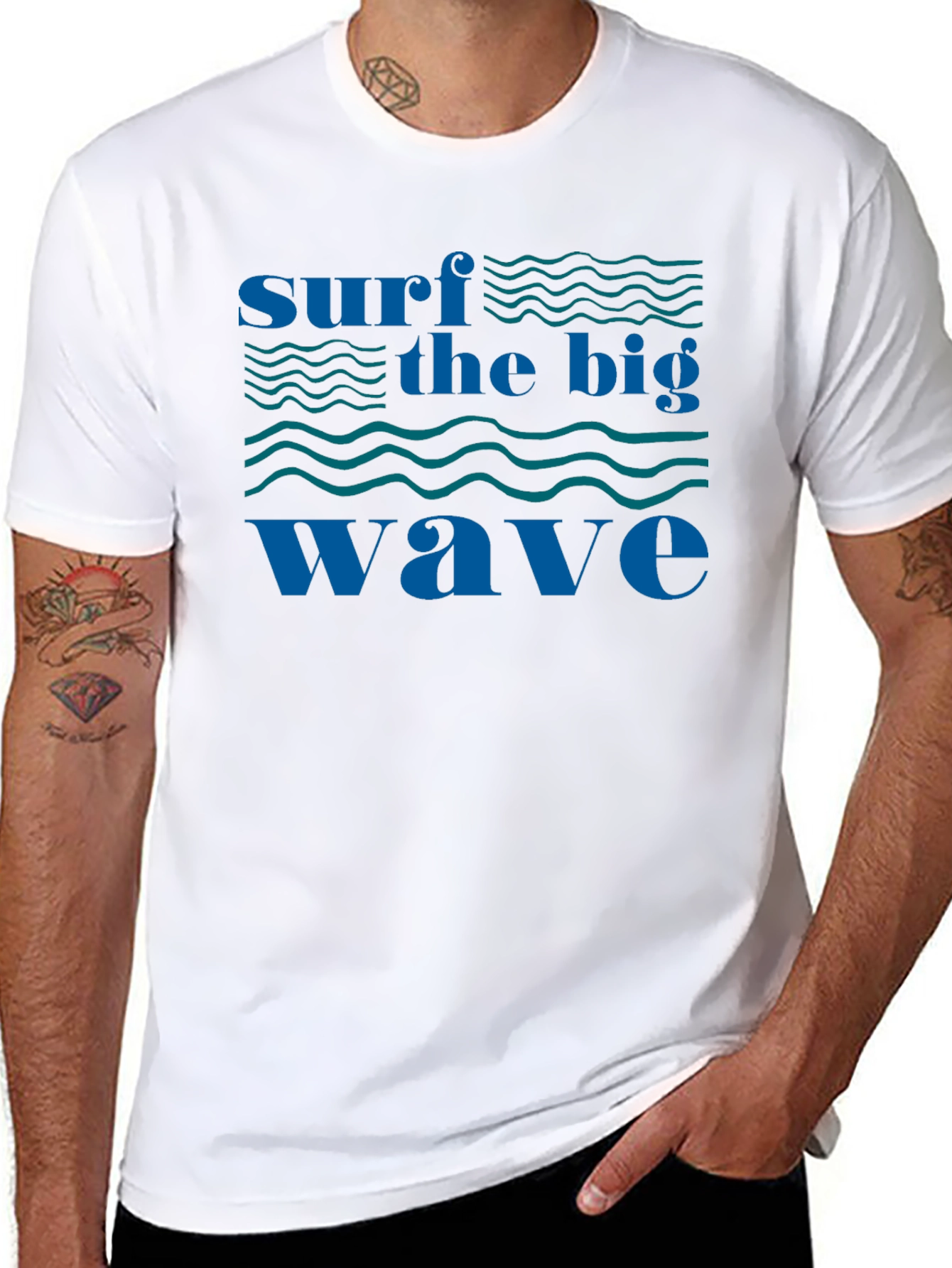 Surf the Big Wave Black T-Shirt - Graphic Tee