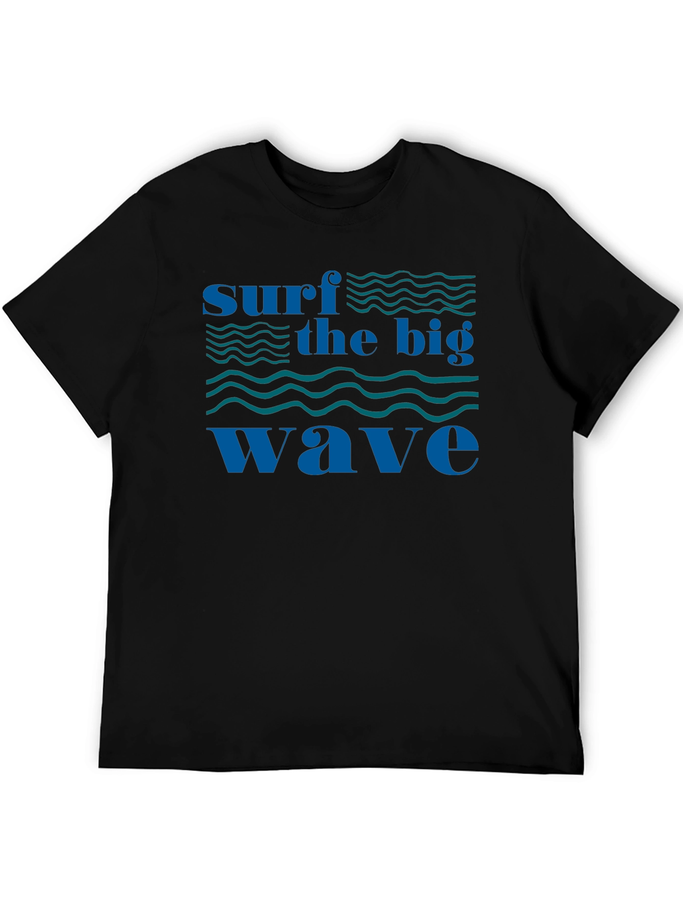 Surf the Big Wave Black T-Shirt - Graphic Tee