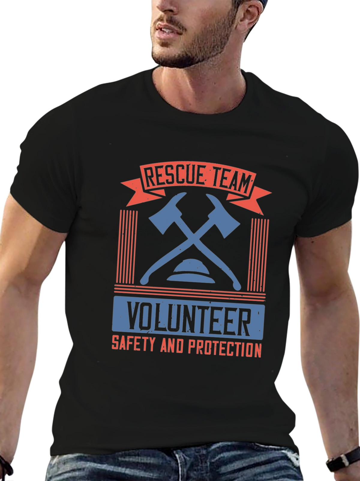 Rescue Team Volunteer Graphic T-Shirt