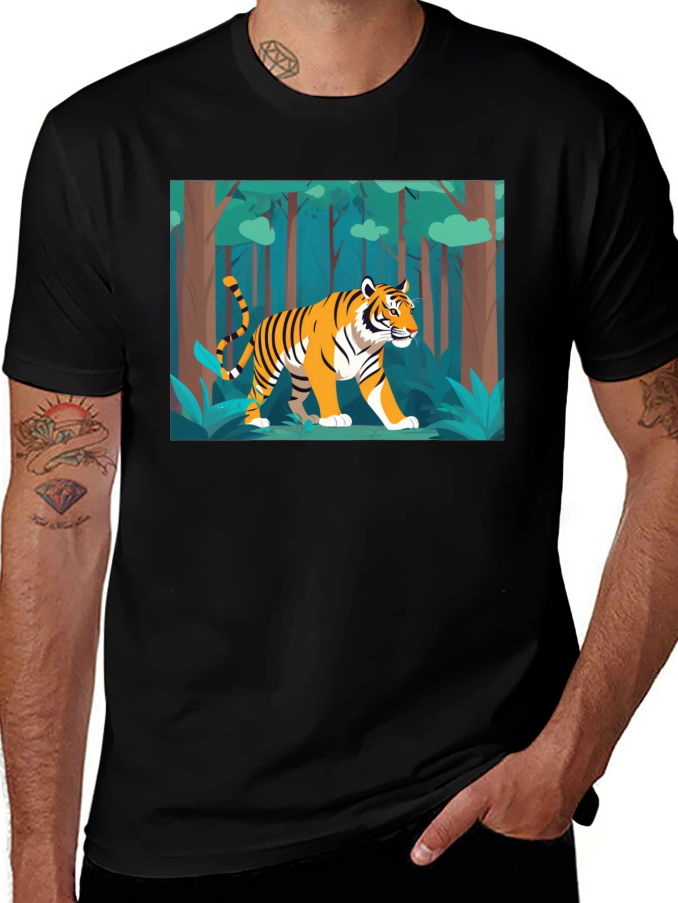 Tiger Graphic Black T-Shirt