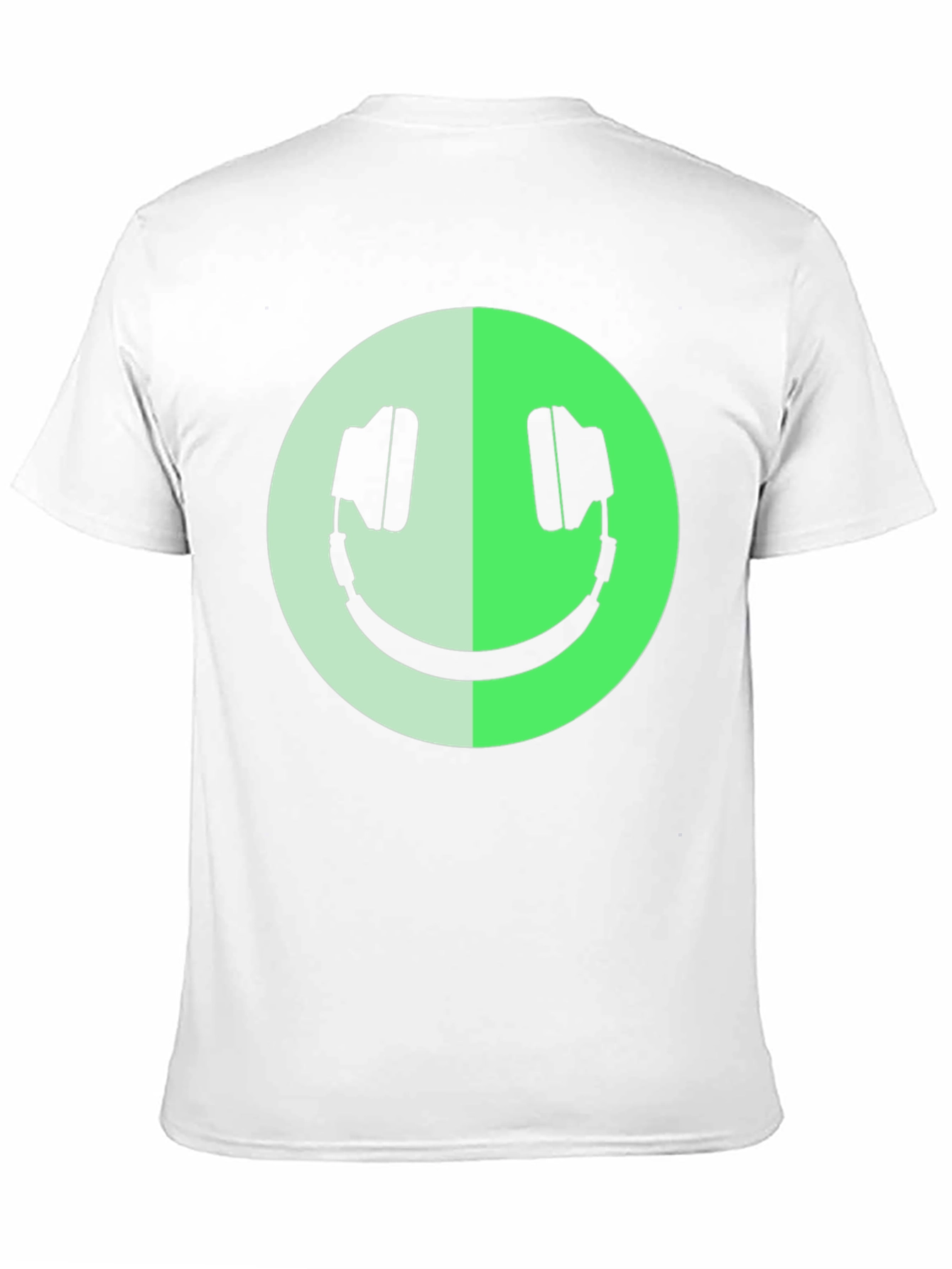 Headphone Smiley Face Graphic Black T-Shirt