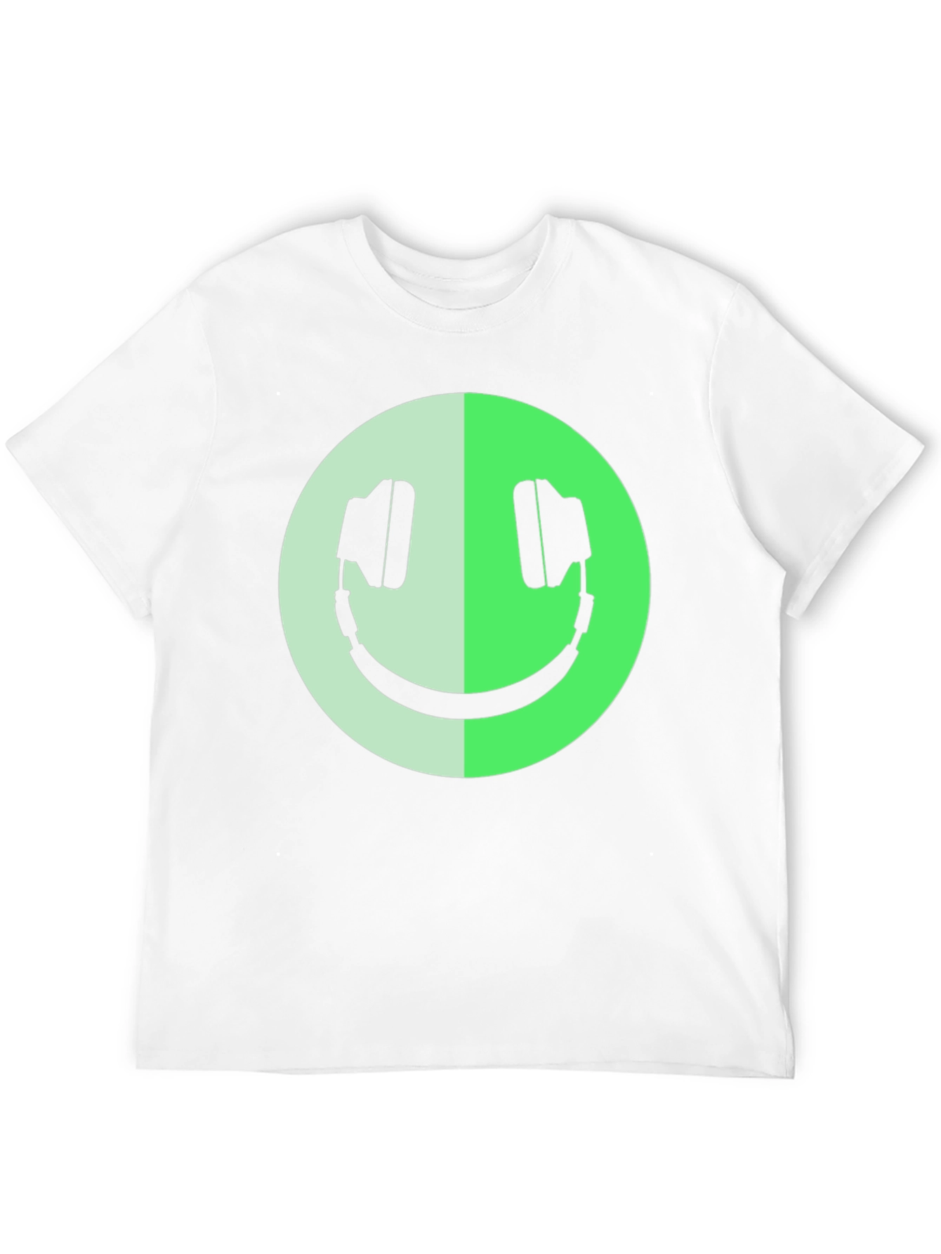 Headphone Smiley Face Graphic Black T-Shirt