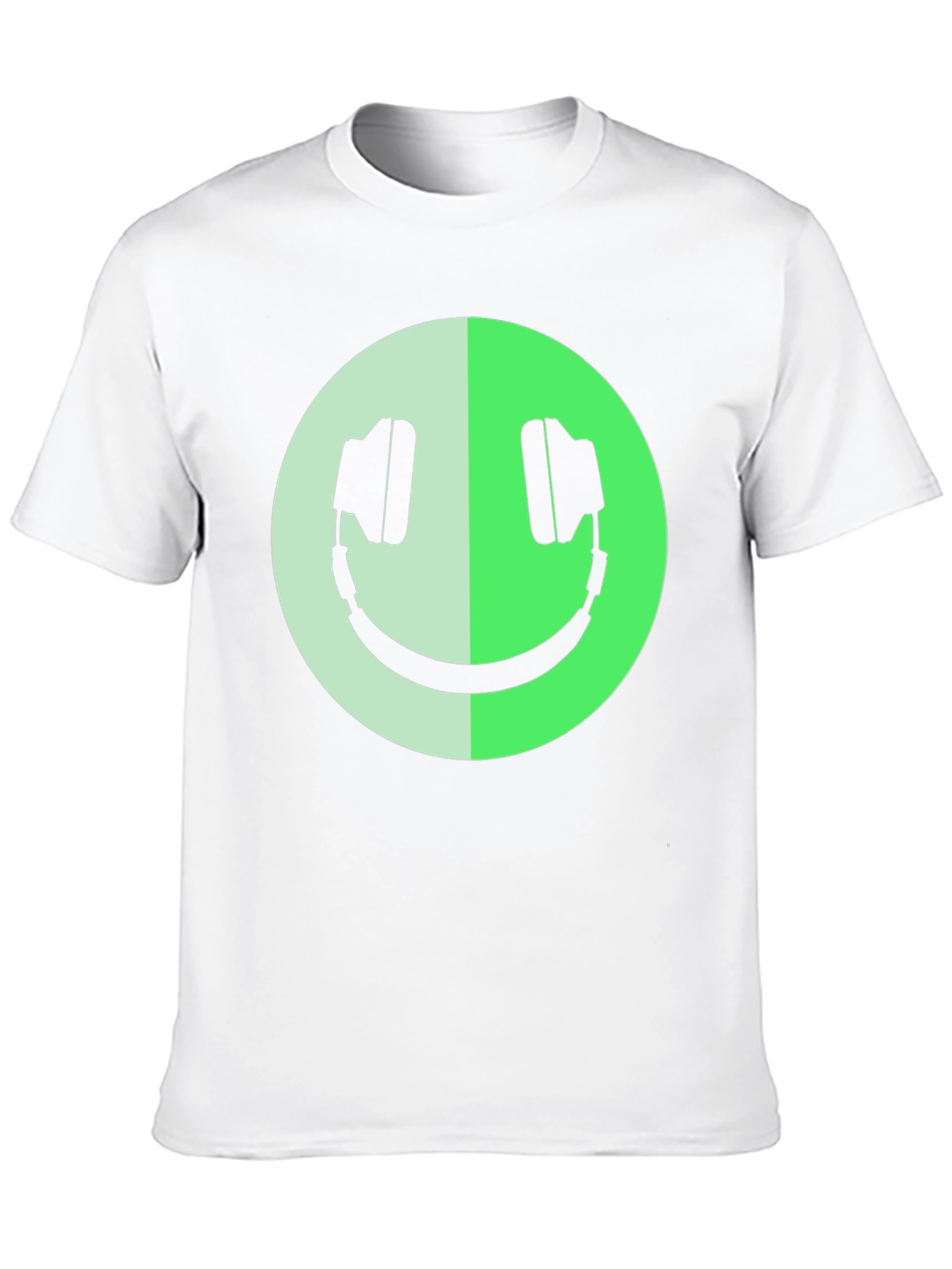 Headphone Smiley Face Graphic Black T-Shirt