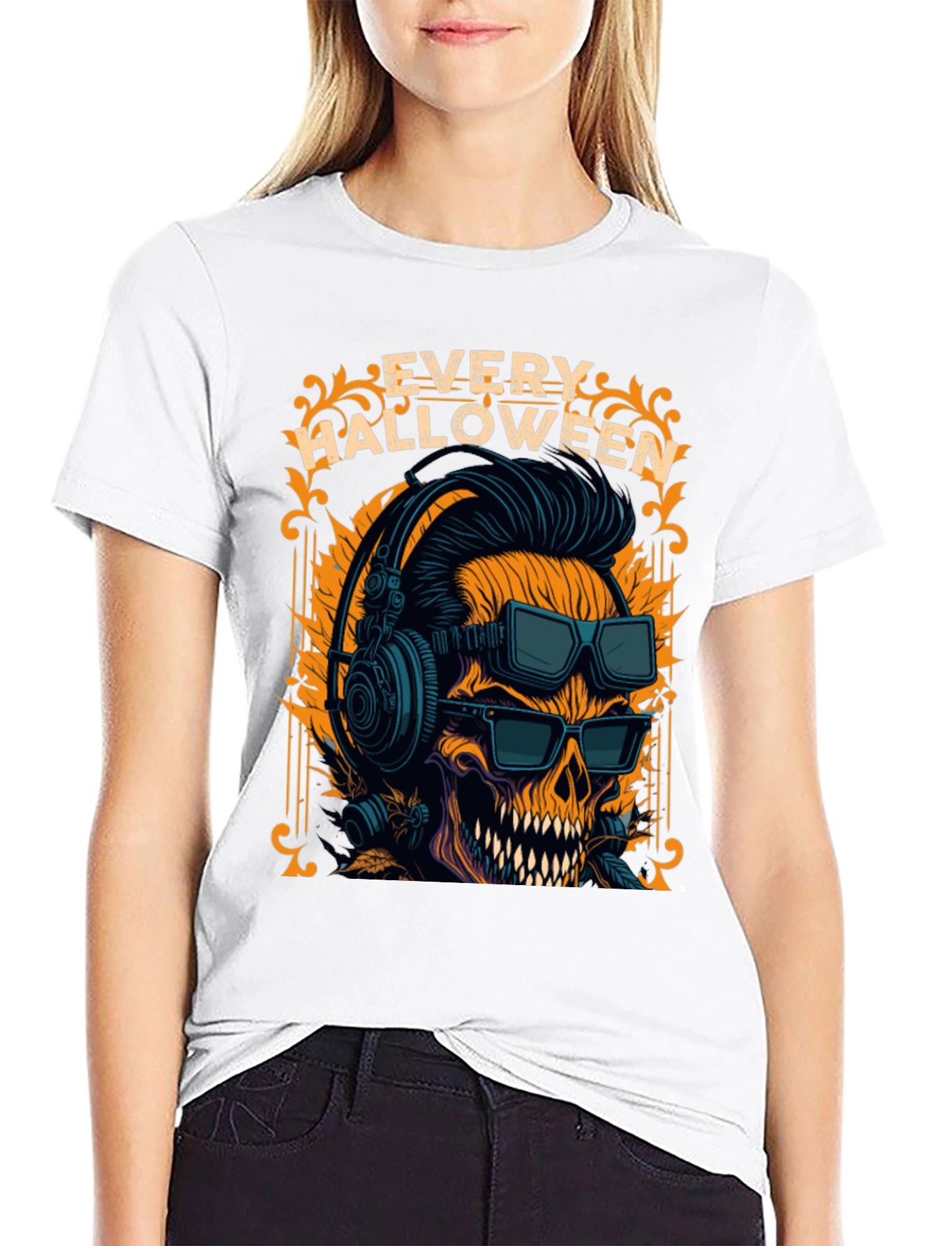 Halloween Skull Graphic Tee - Every Halloween