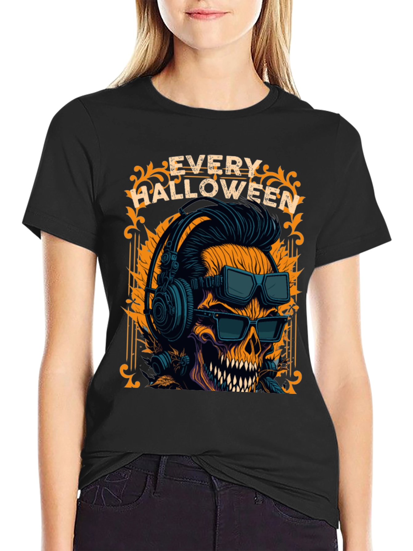 Halloween Skull Graphic Tee - Every Halloween