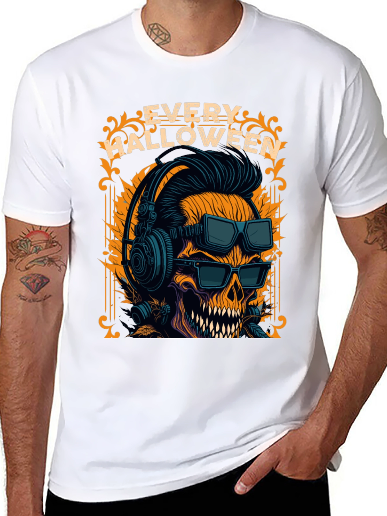 Halloween Skull Graphic Tee - Every Halloween