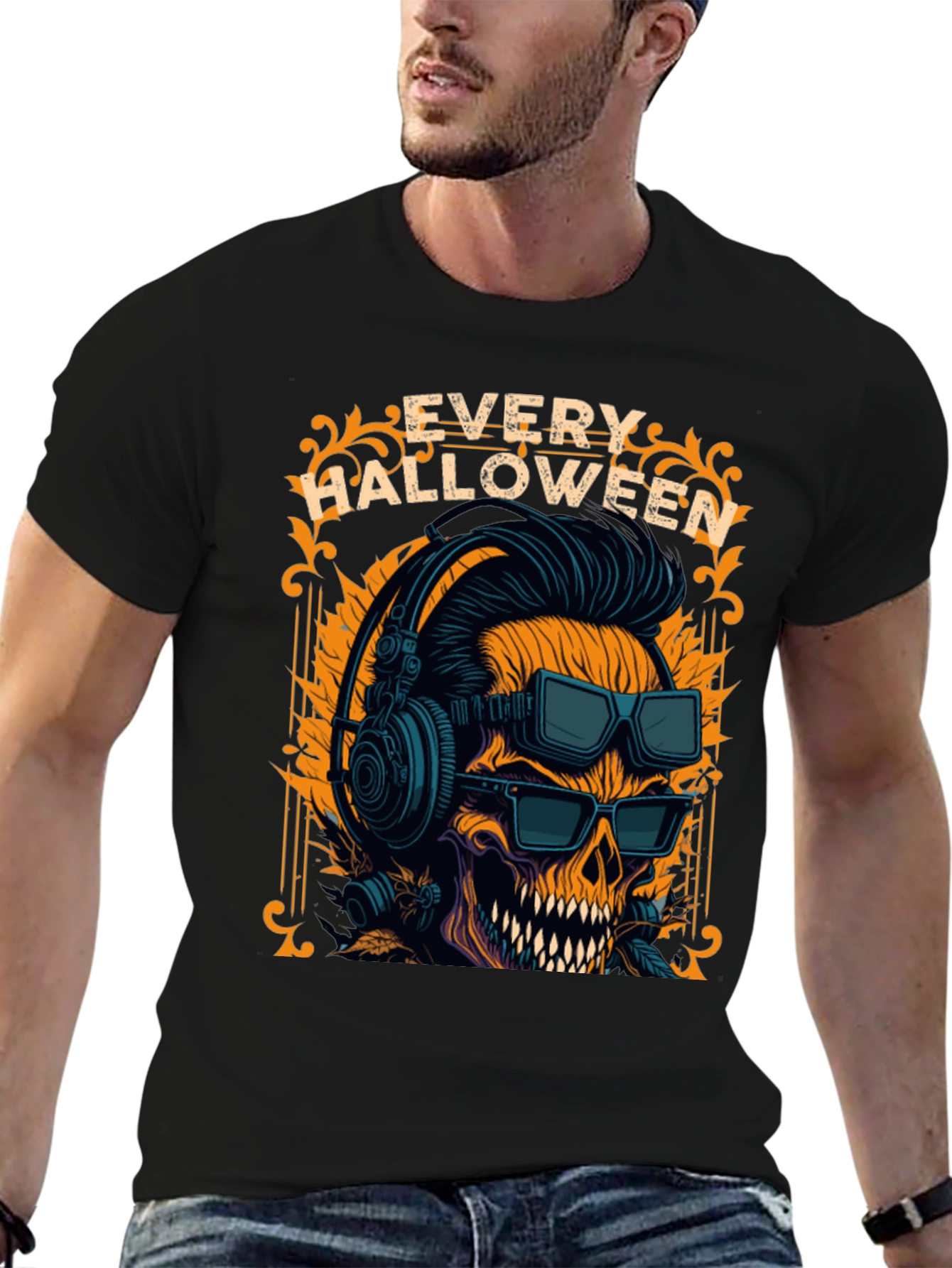 Halloween Skull Graphic Tee - Every Halloween