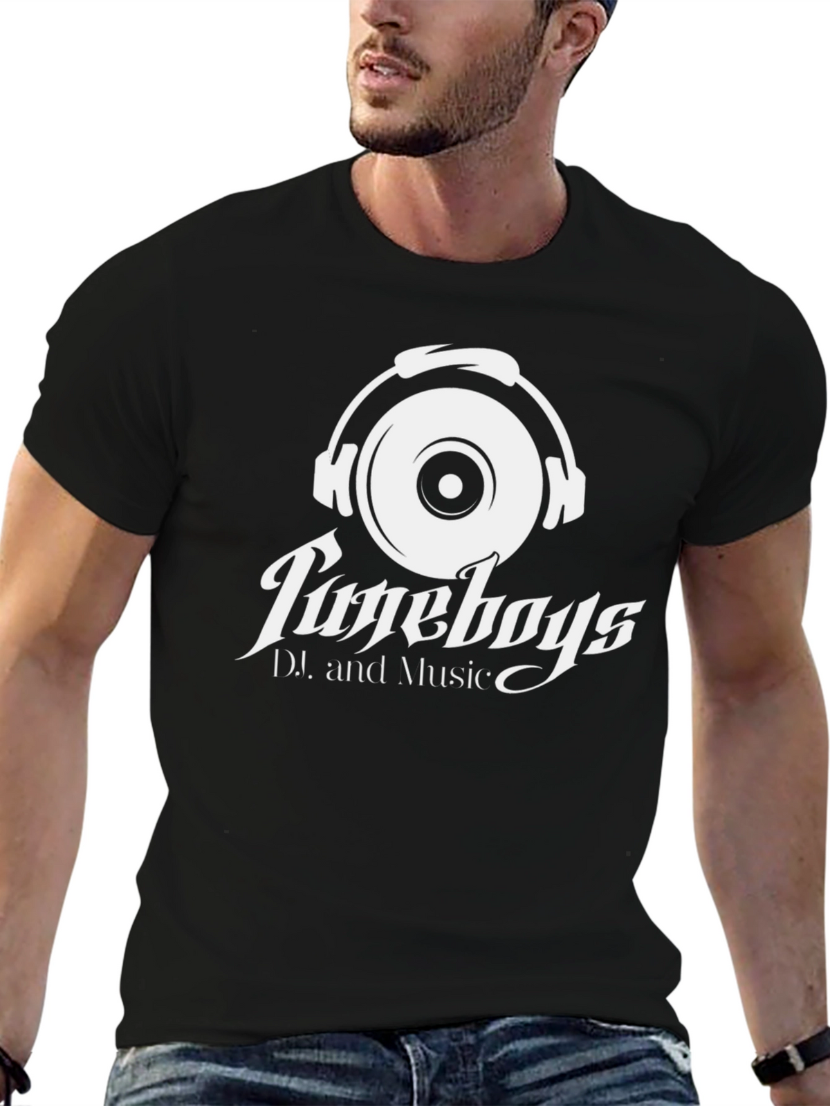 TuneBoys DJ and Music Black Graphic Tee