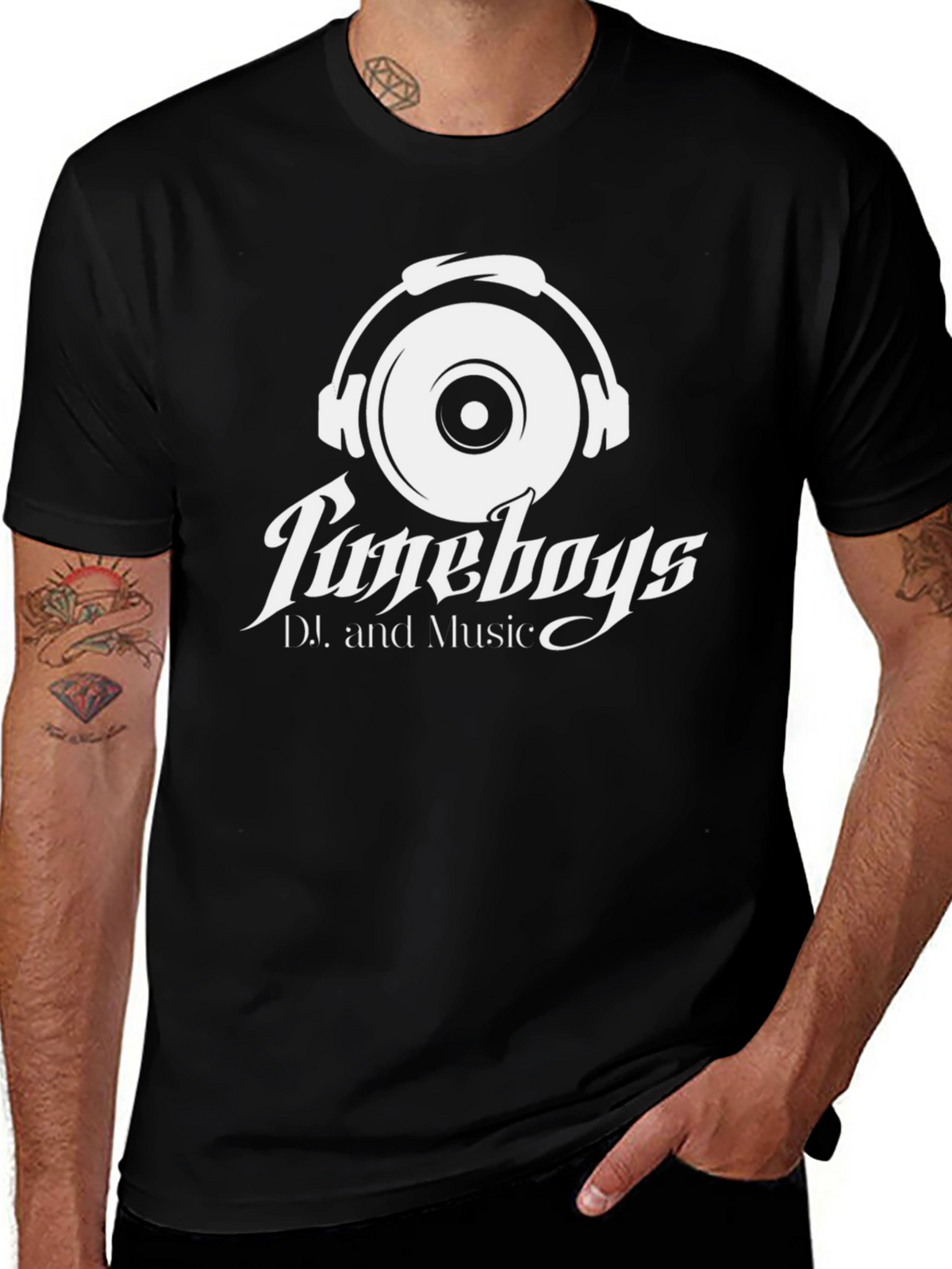 TuneBoys DJ and Music Black Graphic Tee