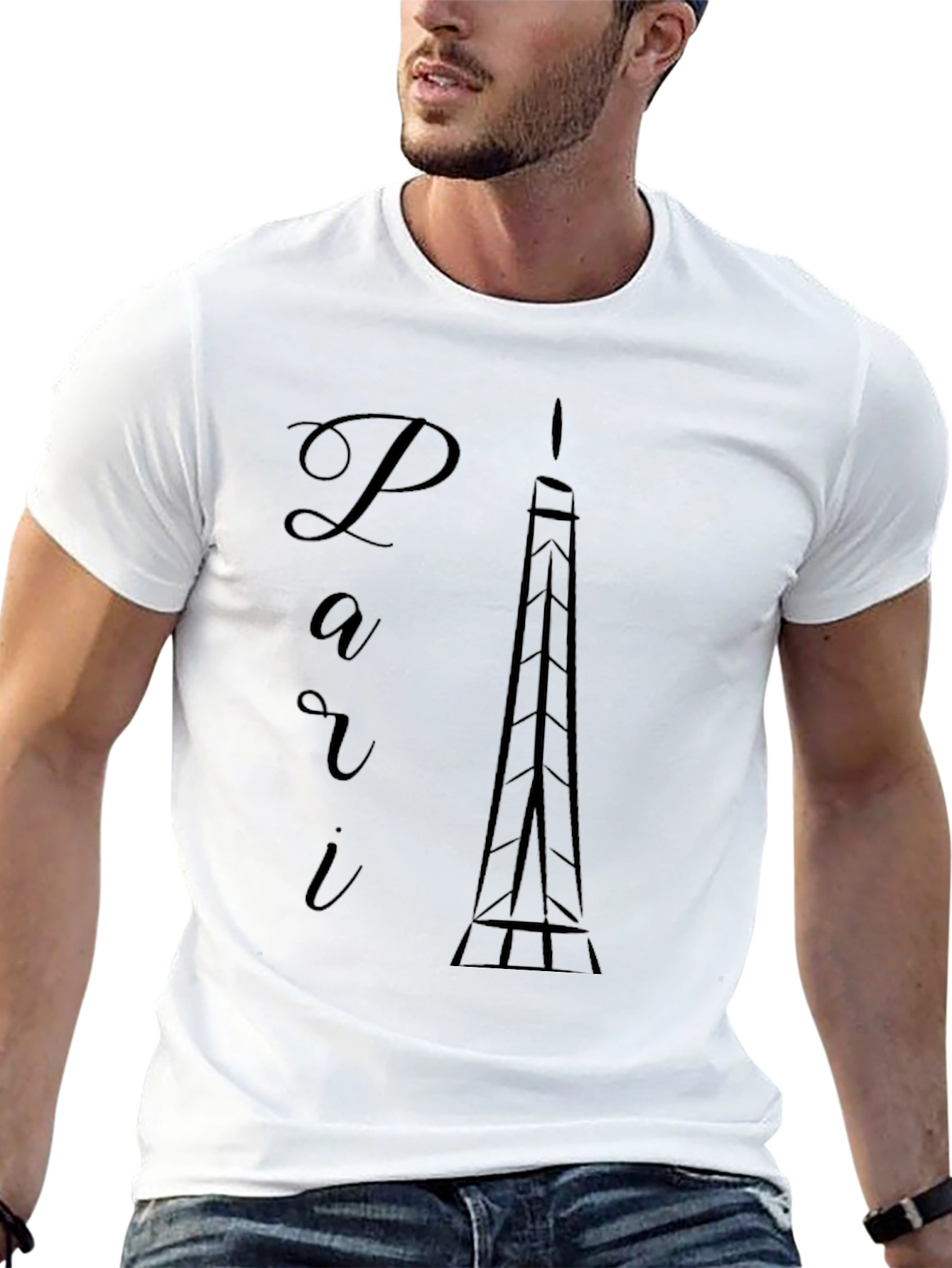Paris Eiffel Tower Graphic Tee - Black