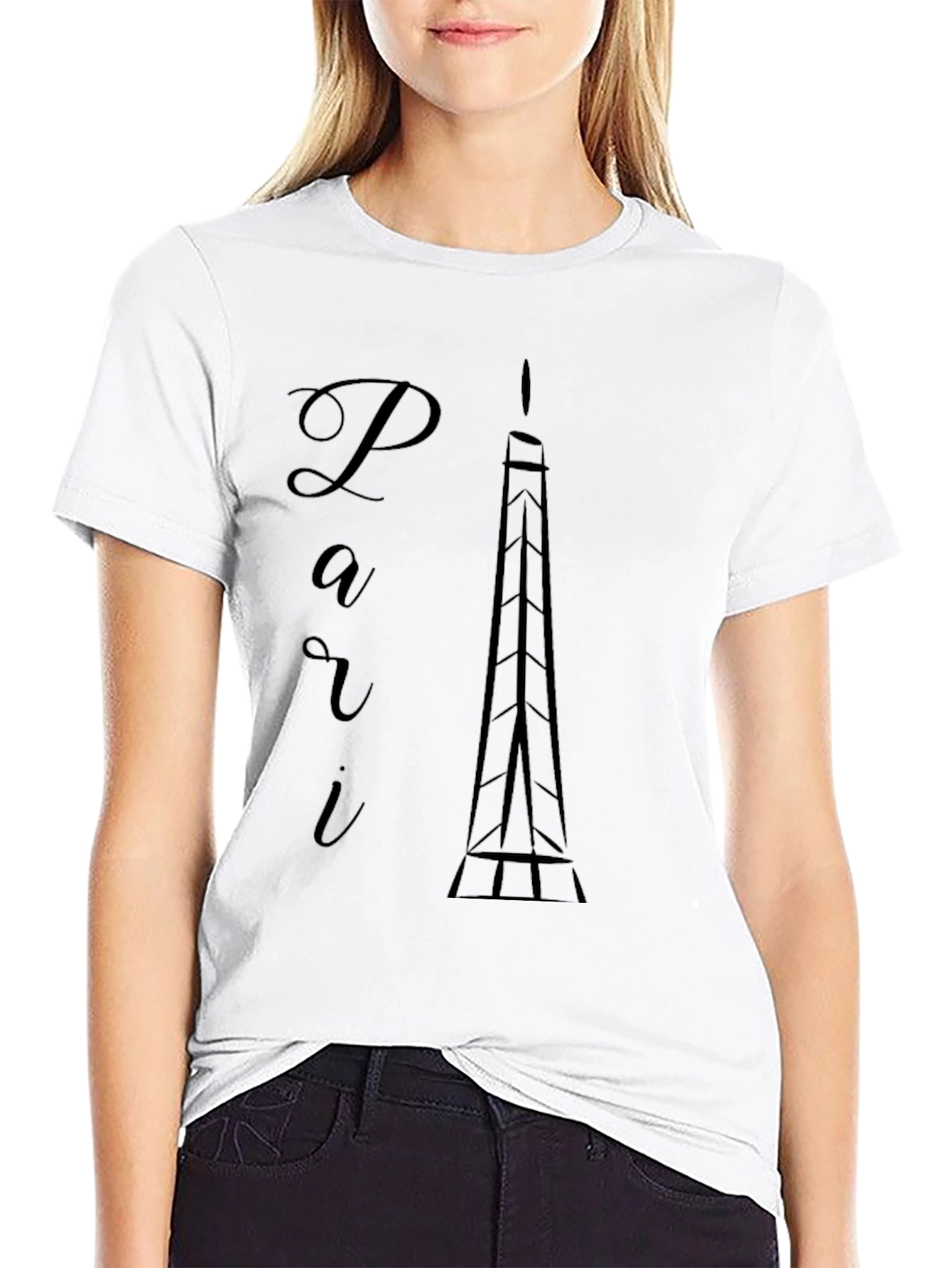 Paris Eiffel Tower Graphic Tee - Black