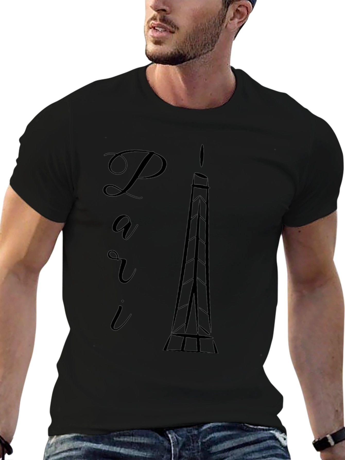 Paris Eiffel Tower Graphic Tee - Black