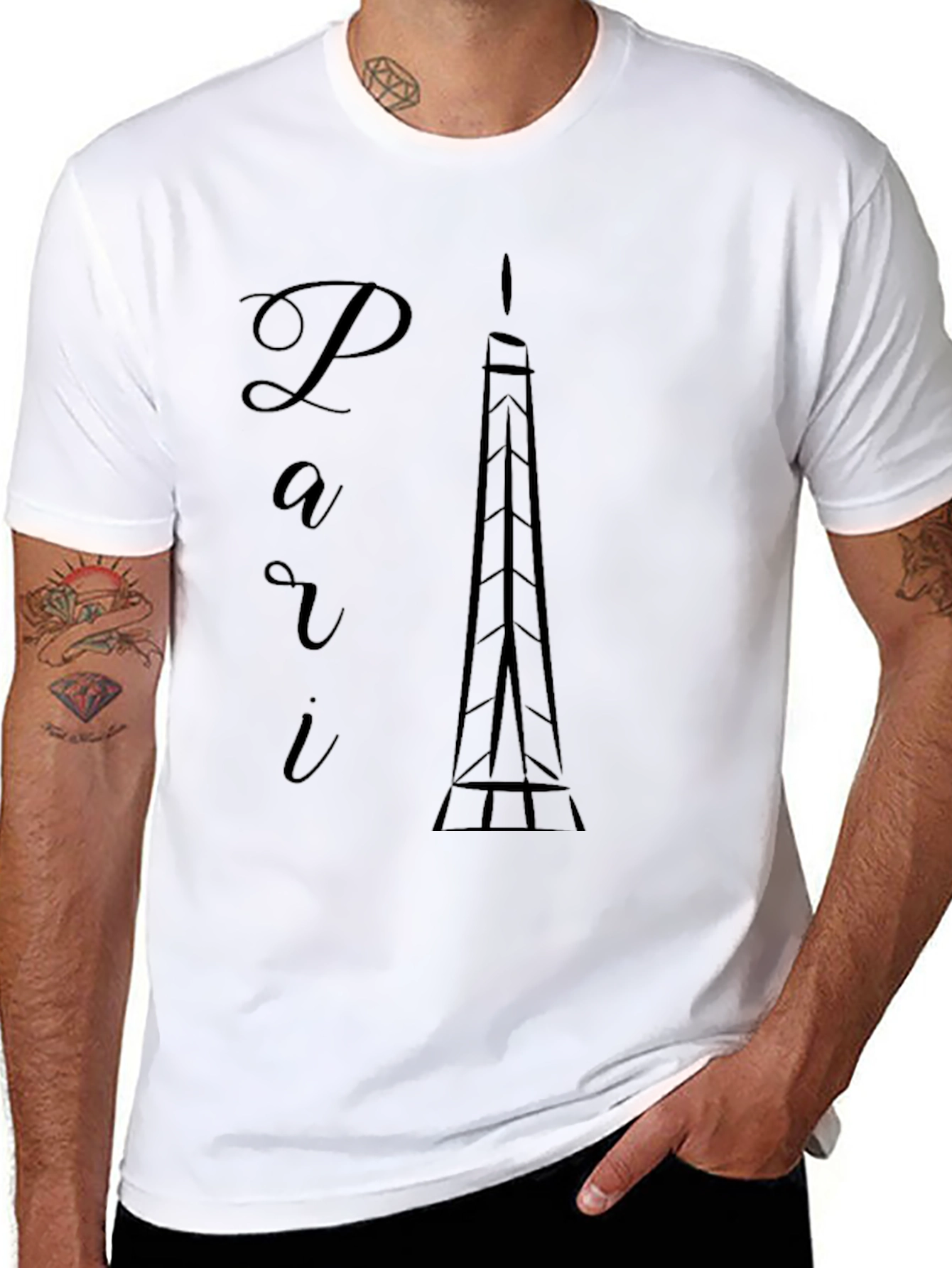 Paris Eiffel Tower Graphic Tee - Black