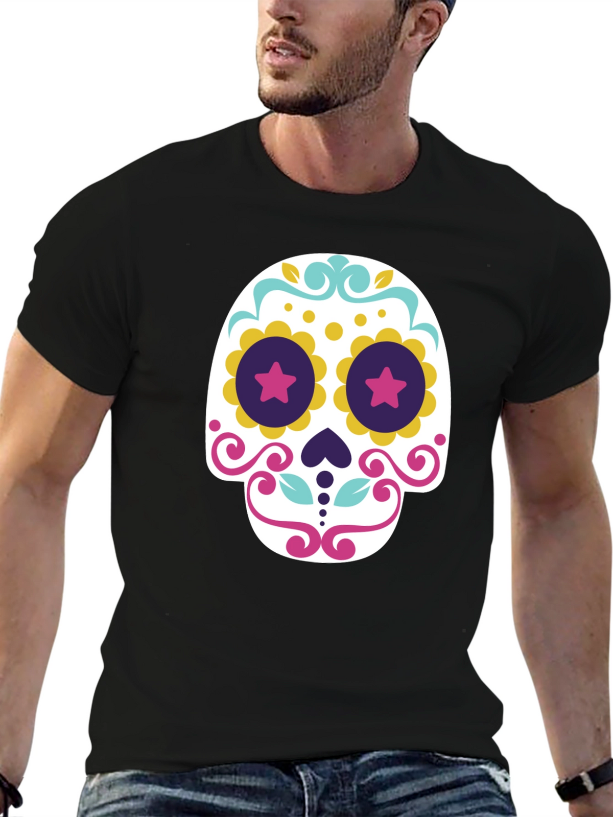 Day of the Dead Sugar Skull T-Shirt - Black