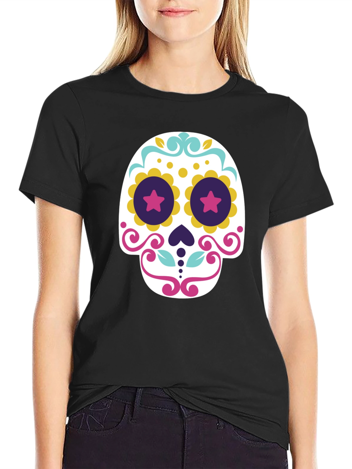 Day of the Dead Sugar Skull T-Shirt - Black