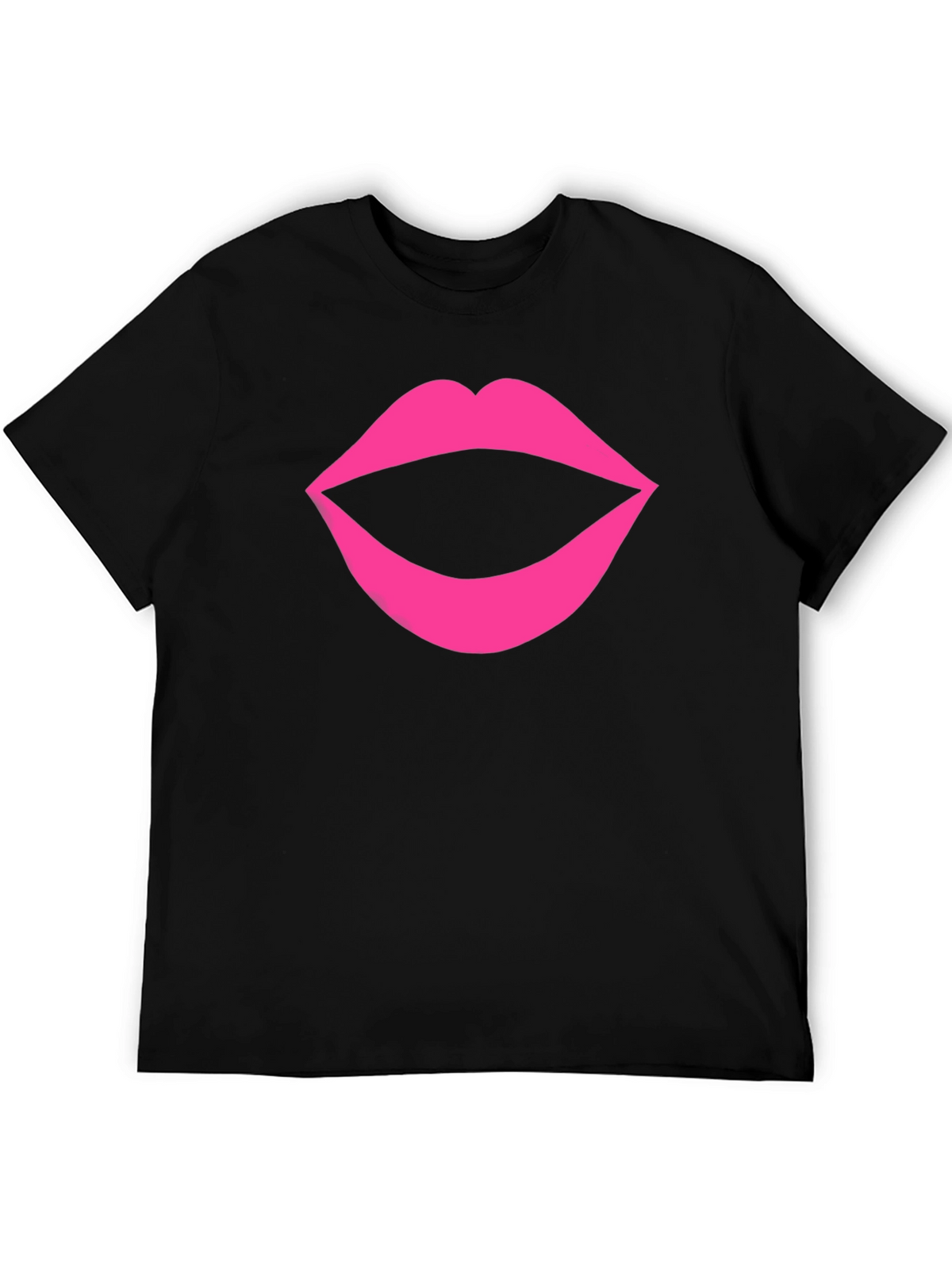 Bold Lips Graphic Tee - Black Cotton T-Shirt