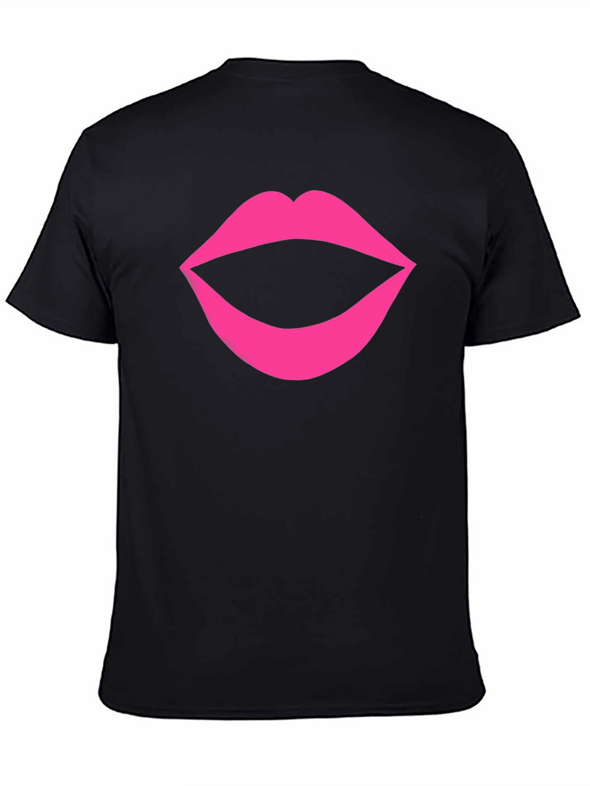 Bold Lips Graphic Tee - Black Cotton T-Shirt