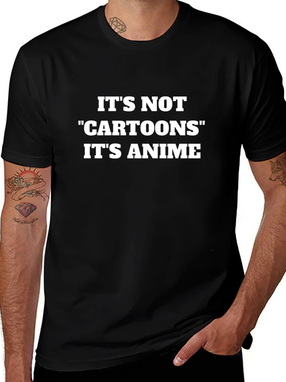 Its Not Cartoons Its Anime Black Tee