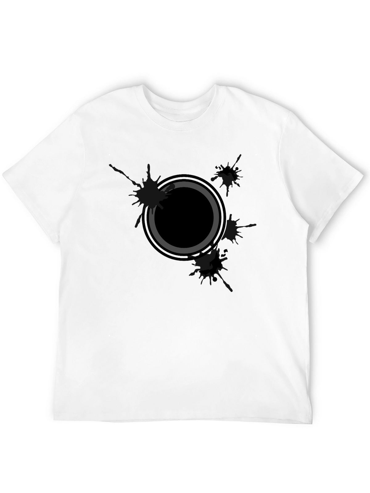 Mens Black Graphic Tee - Abstract Circle Design