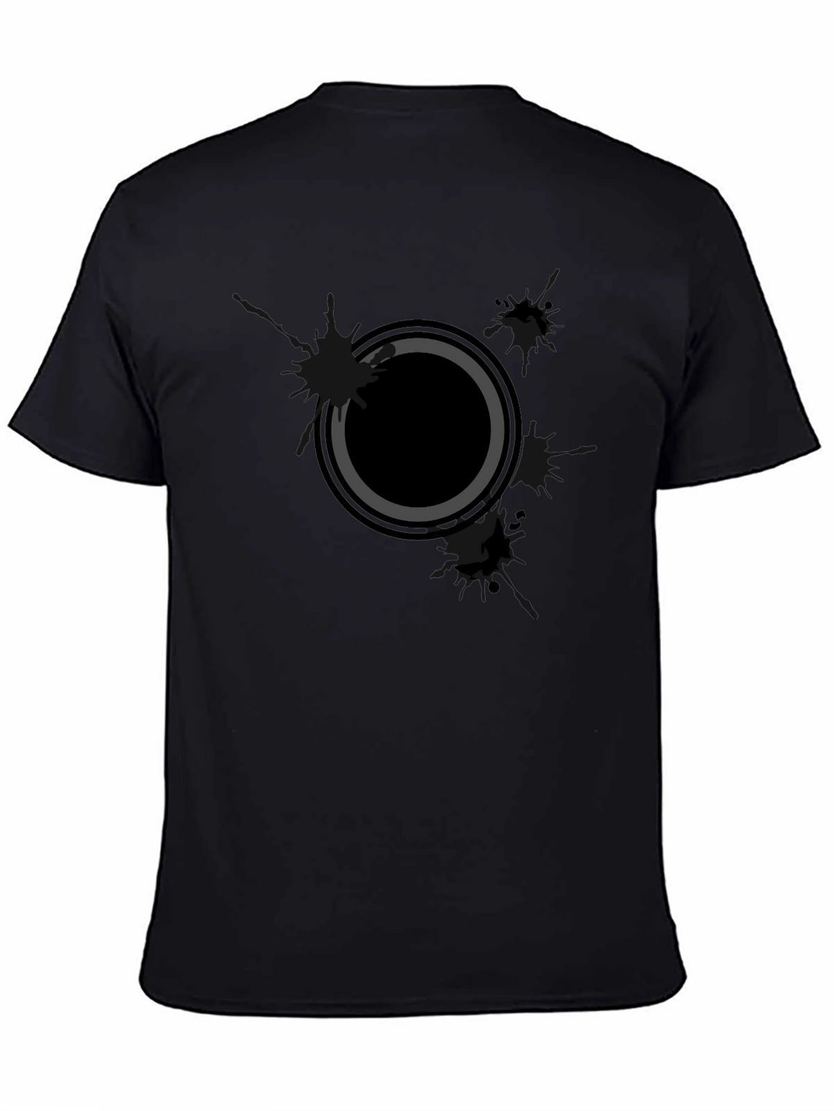Mens Black Graphic Tee - Abstract Circle Design