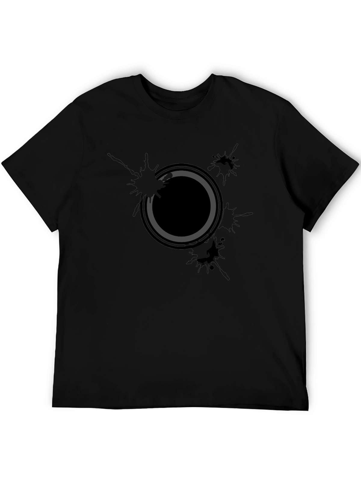Mens Black Graphic Tee - Abstract Circle Design