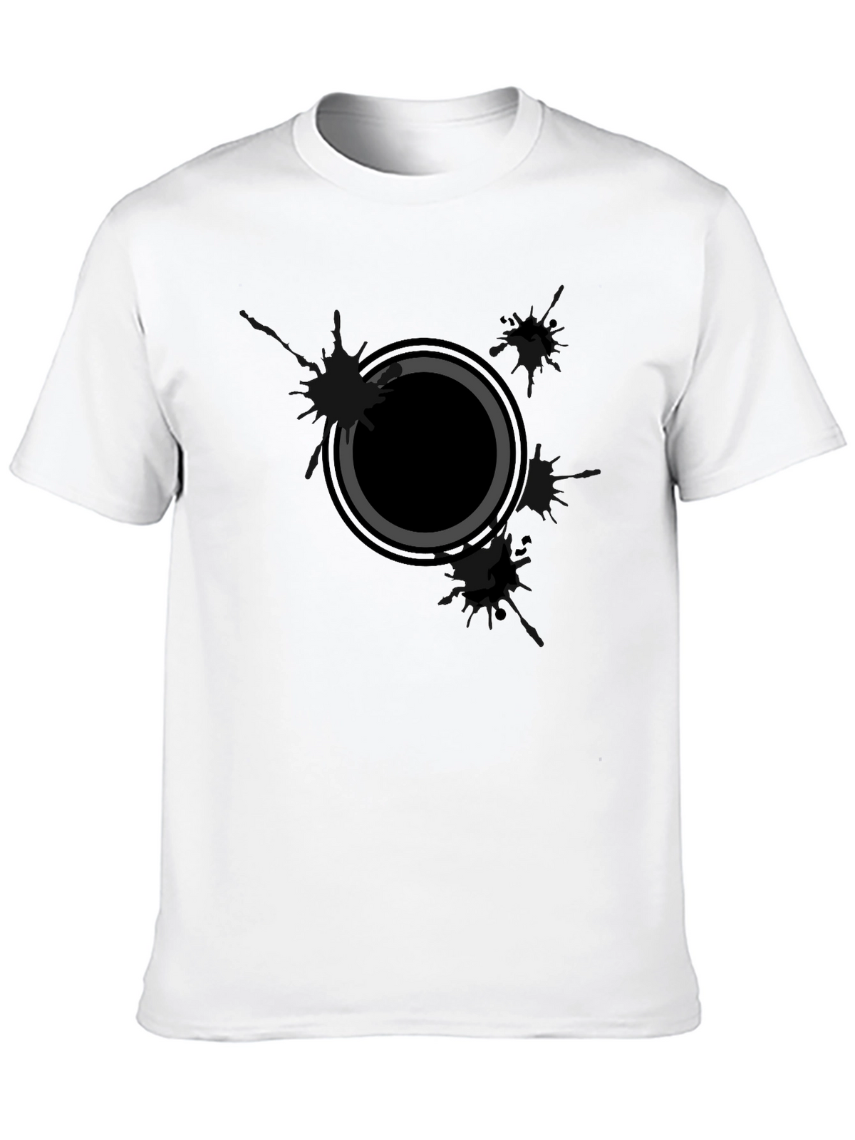 Mens Black Graphic Tee - Abstract Circle Design