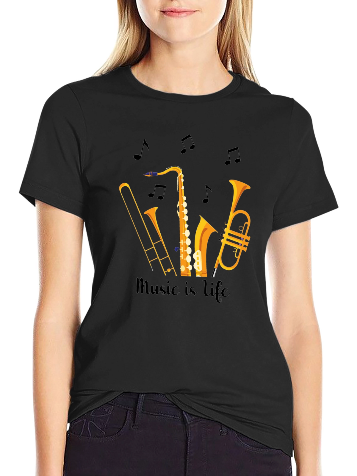 Music is Life Graphic Tee - Black Unisex T-Shirt