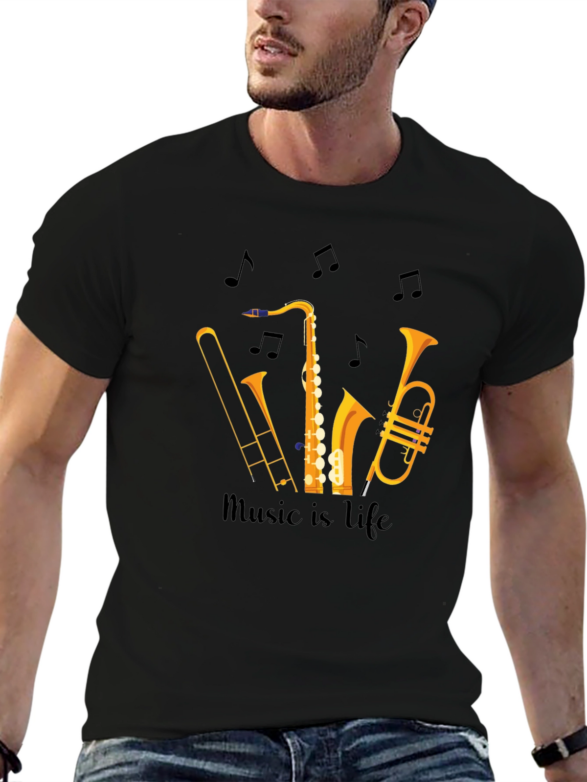Music is Life Graphic Tee - Black Unisex T-Shirt