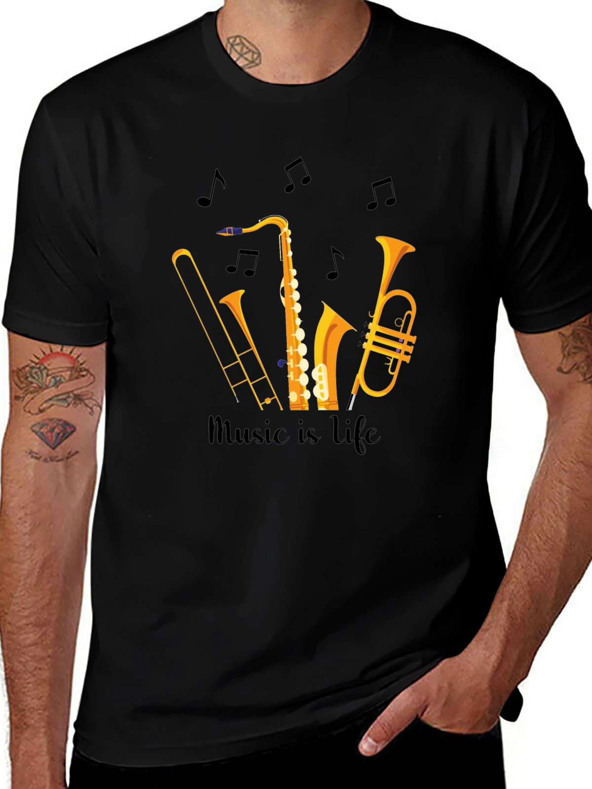Music is Life Graphic Tee - Black Unisex T-Shirt