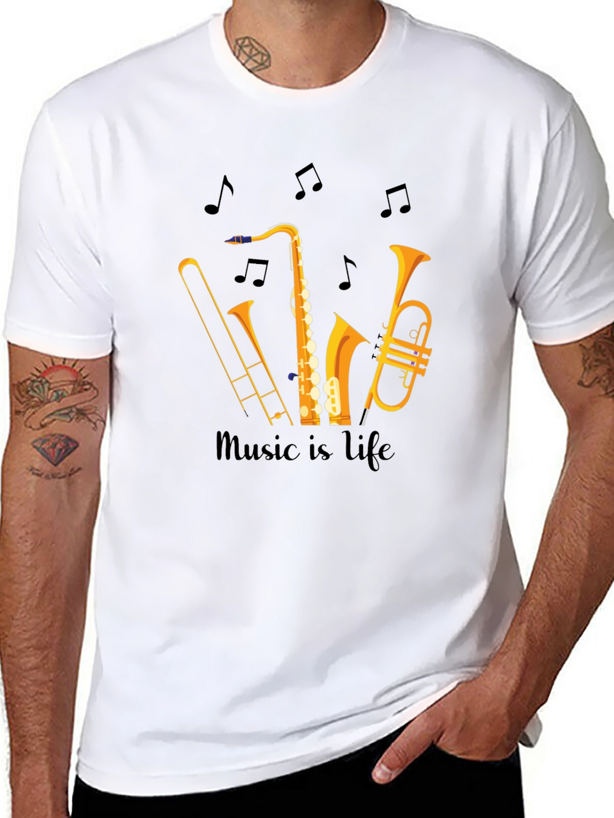 Music is Life Graphic Tee - Black Unisex T-Shirt