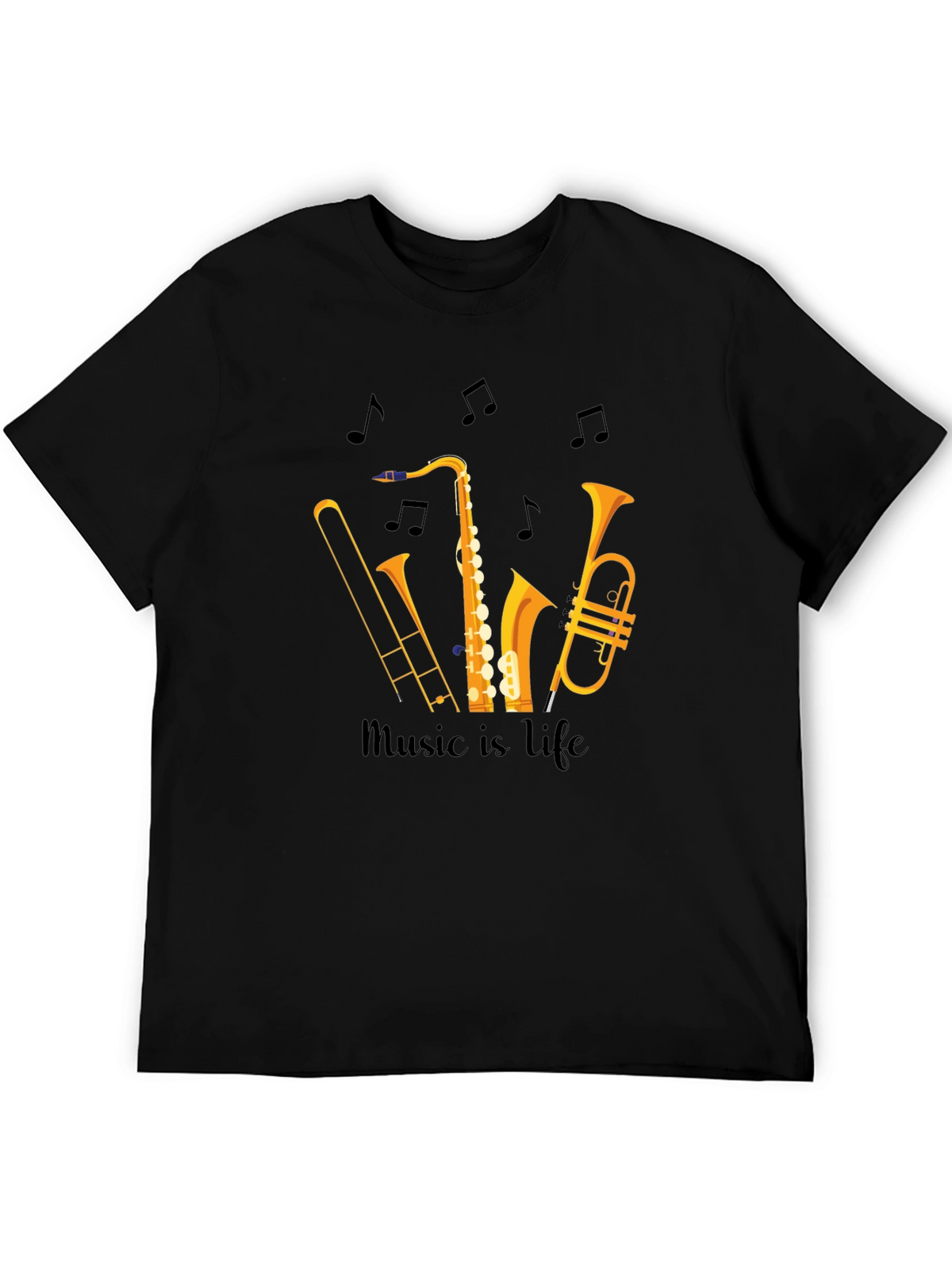 Music is Life Graphic Tee - Black Unisex T-Shirt