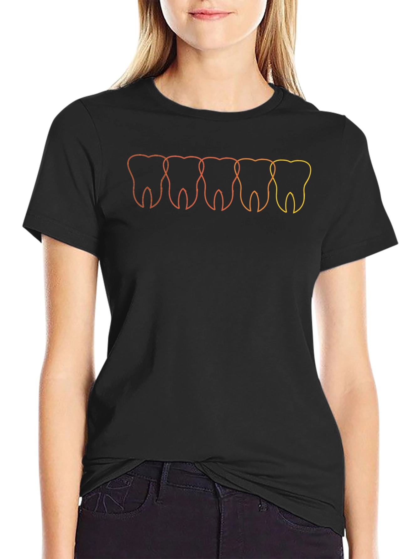 Dental Line Art Black T-Shirt