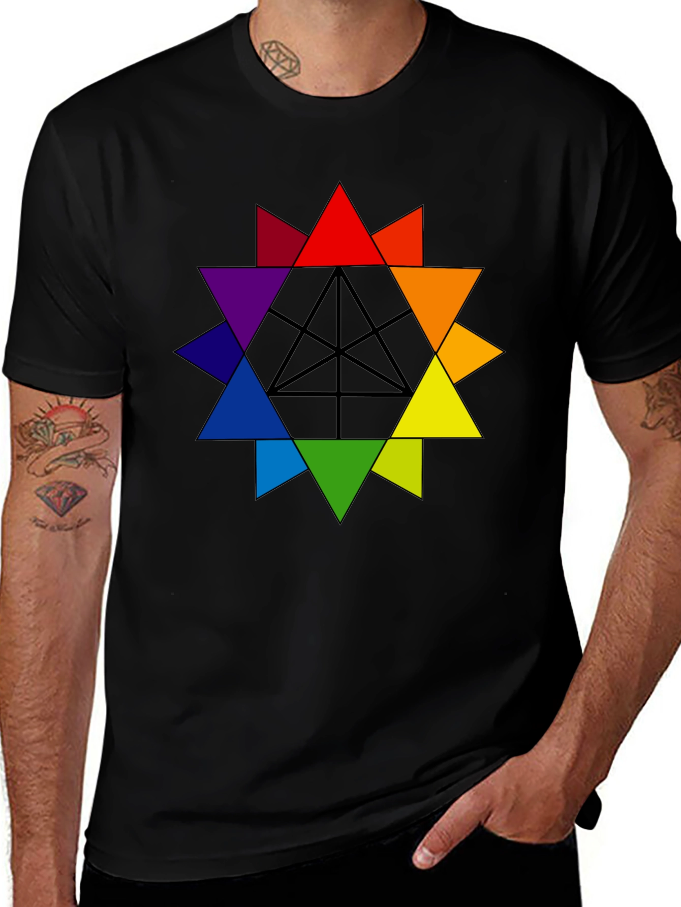 Rainbow Geometric Star T-Shirt