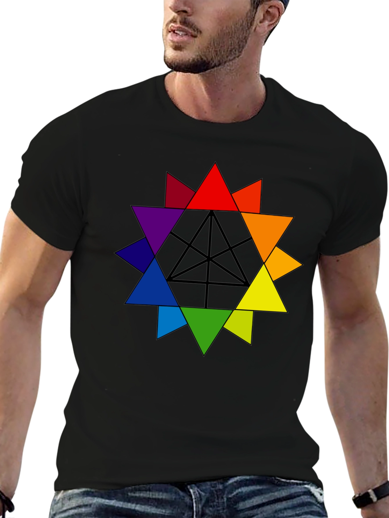 Rainbow Geometric Star T-Shirt