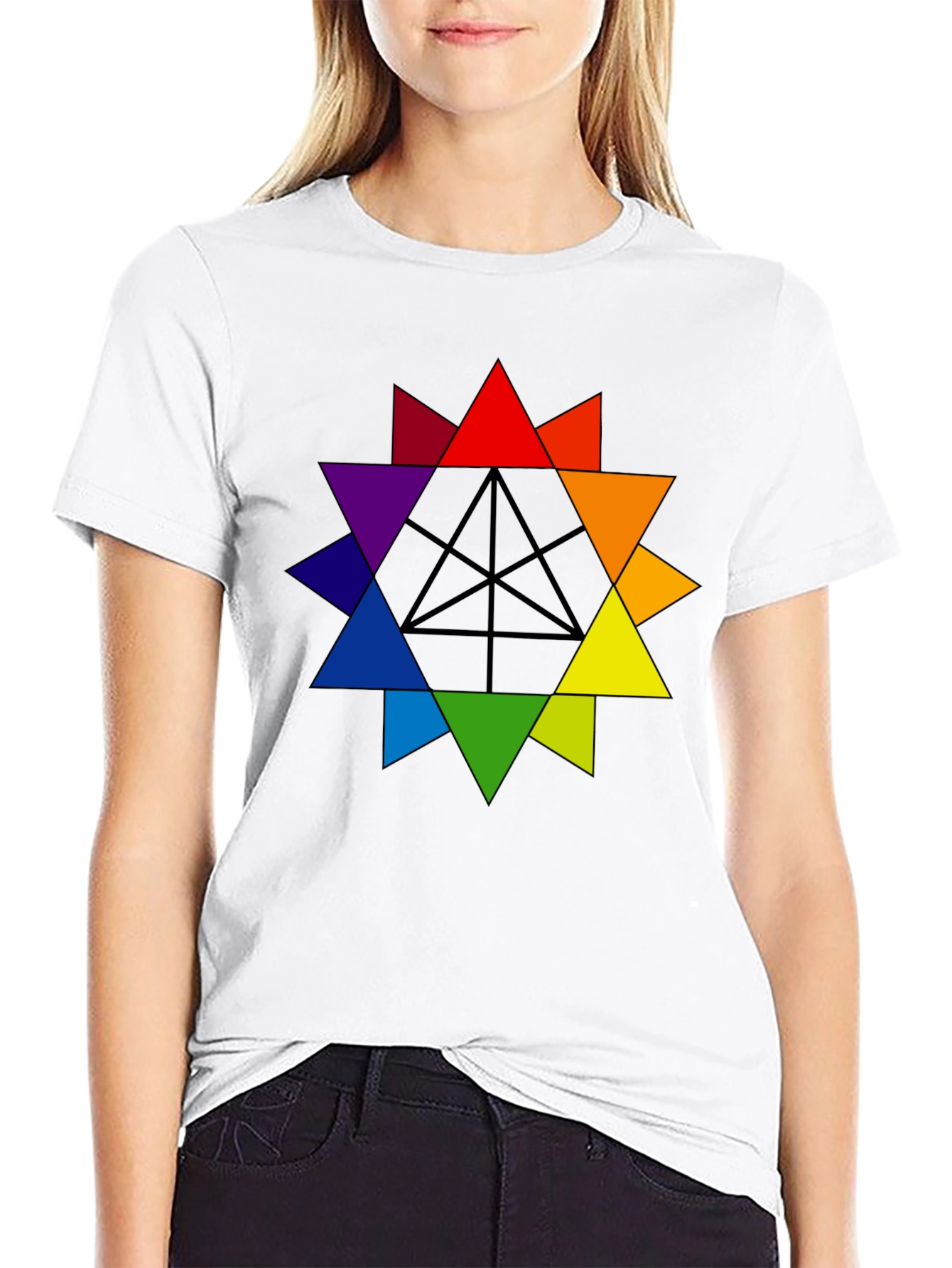 Rainbow Geometric Star T-Shirt
