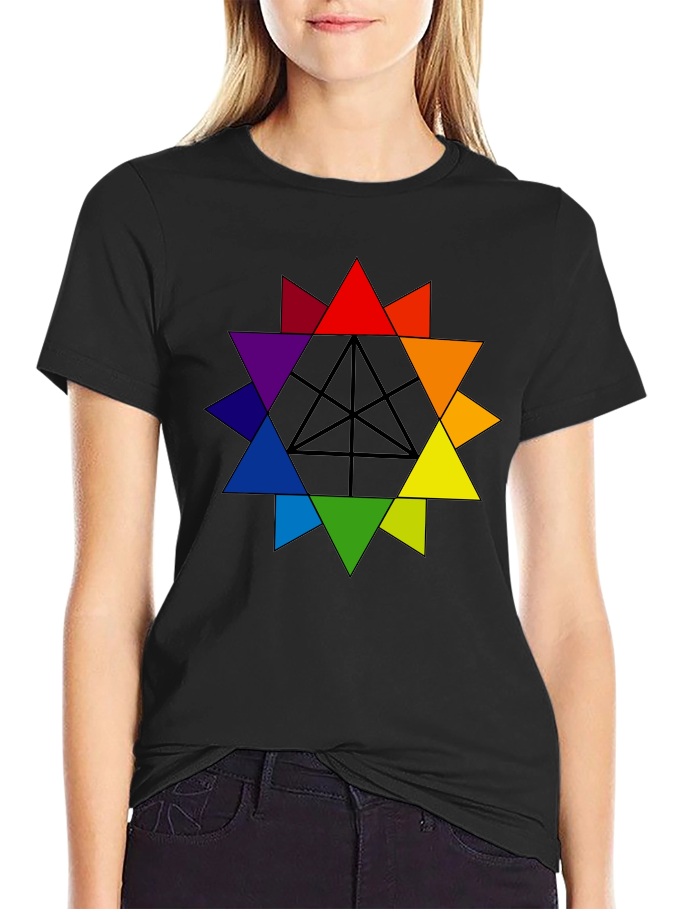 Rainbow Geometric Star T-Shirt