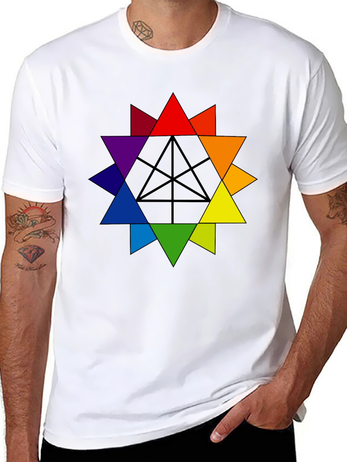 Rainbow Geometric Star T-Shirt