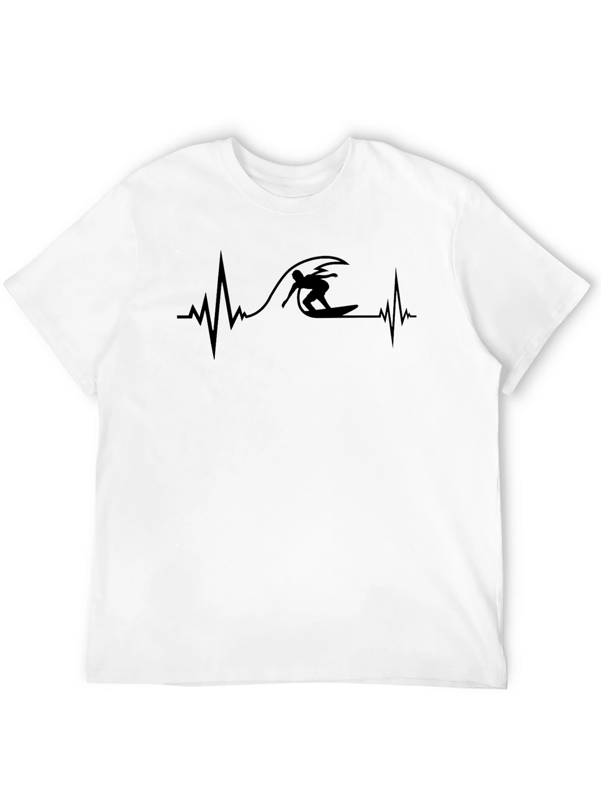 Surfer Heartbeat Graphic Tee - Black Casual T-Shirt
