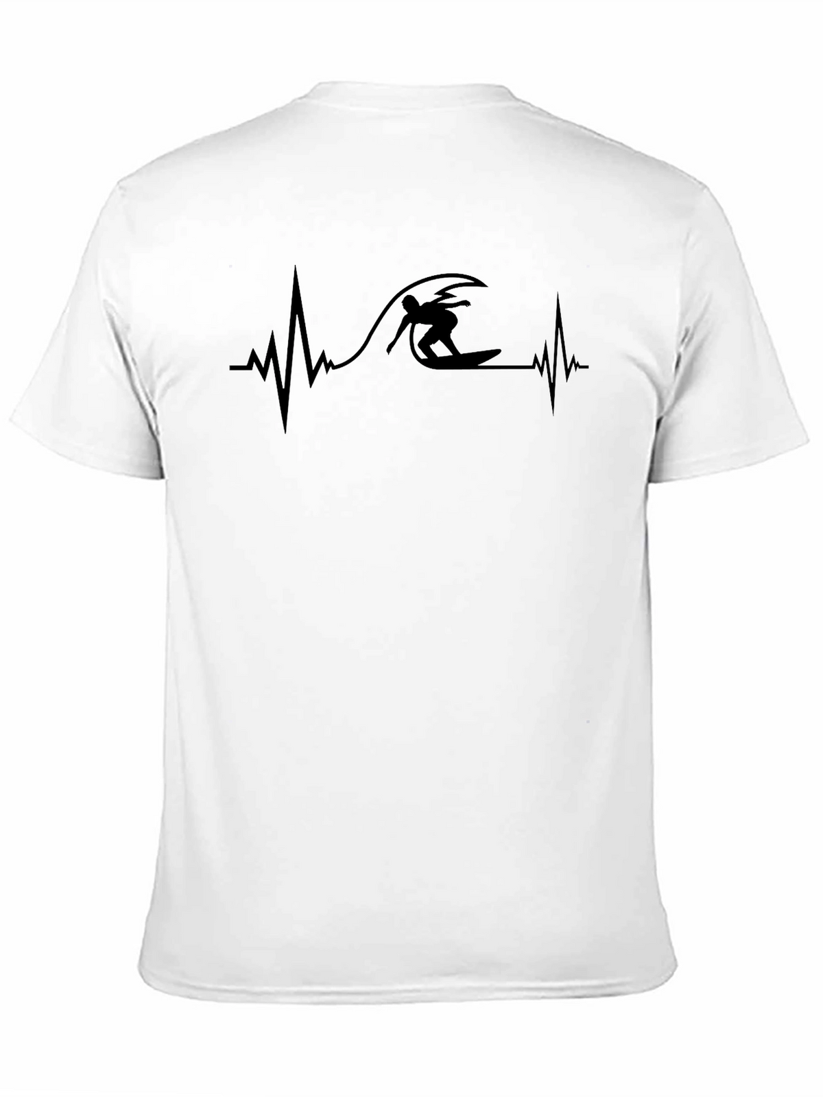 Surfer Heartbeat Graphic Tee - Black Casual T-Shirt