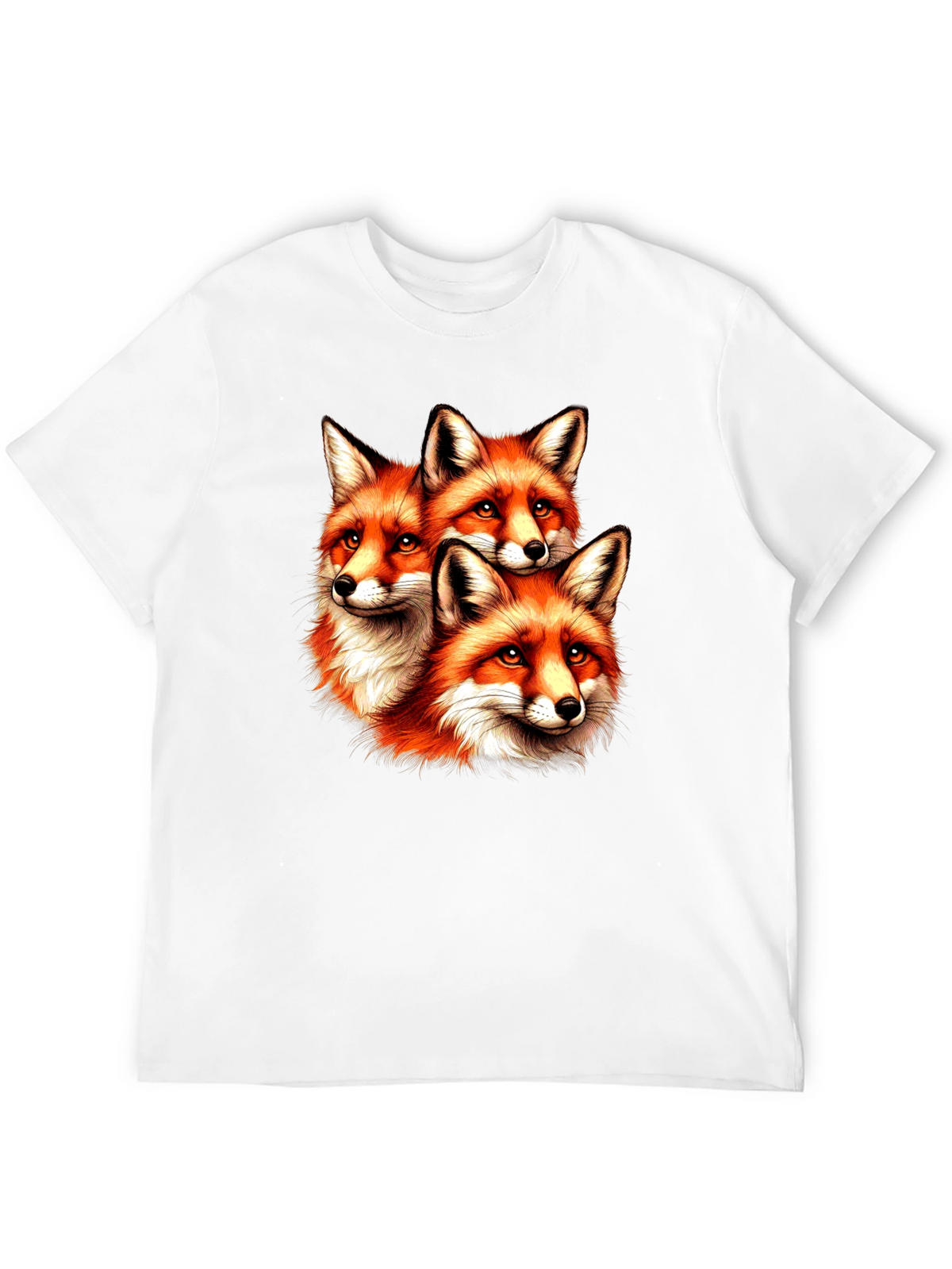 Fox Trio Graphic Tee - Unique Animal Print T-Shirt